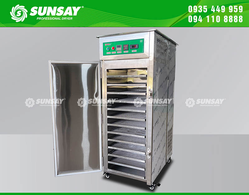 Máy sấy lạnh đối lưu 12 khay mini sấy đa dạng các loại trái cây