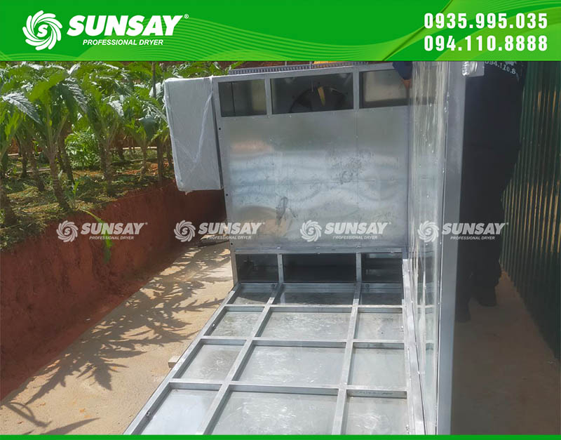 Máy sấy vĩ ngang 500kg được chế tạo bằng tôn kẽm cao cấp