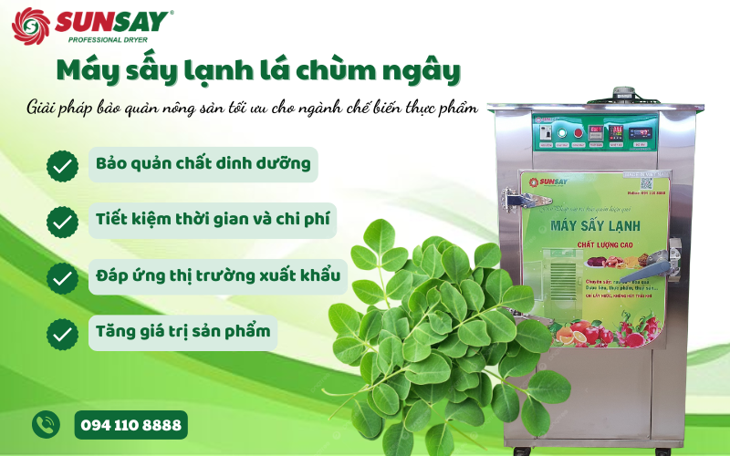 Máy sấy lạnh lá chùm ngây