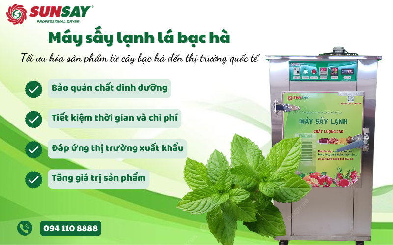 Máy sấy lạnh lá bạc hà