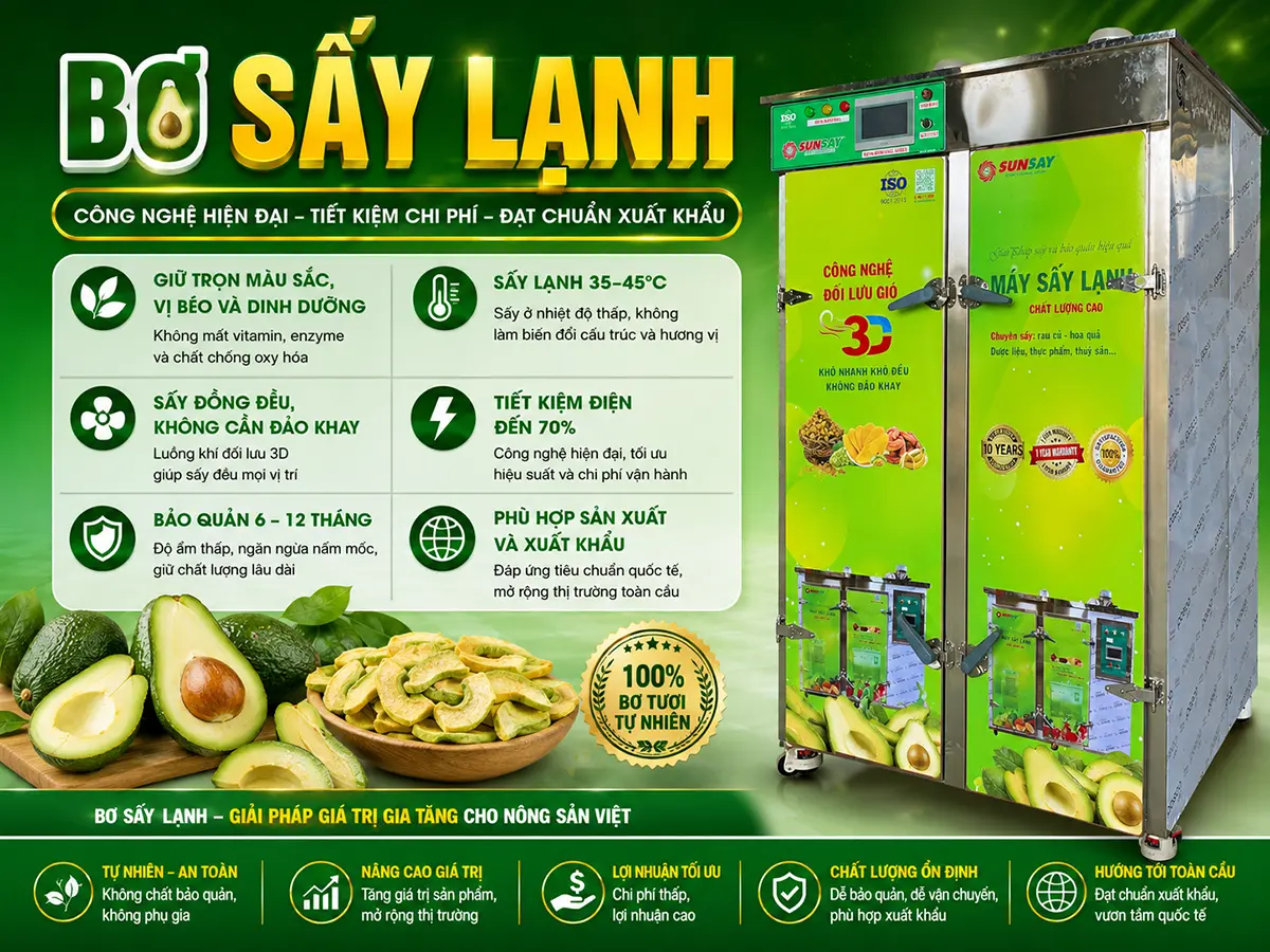Sản xuất bơ sấy lạnh bằng công nghệ hiện đại