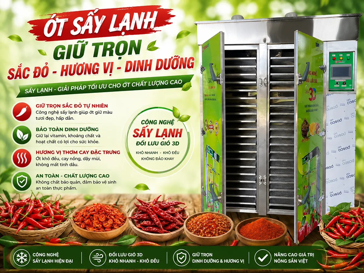 Quy trình sản xuất ớt sấy lạnh đạt chuẩn xuất khẩu
