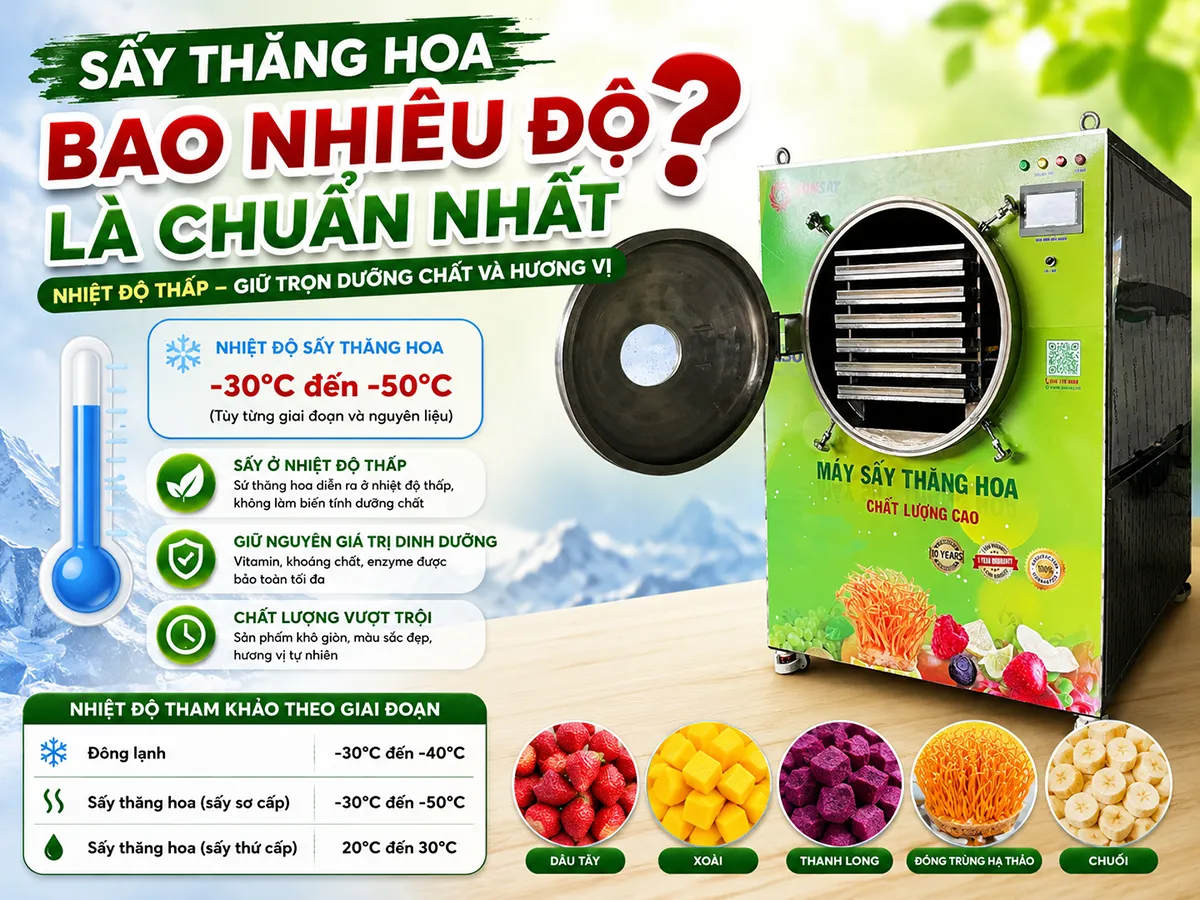 Sấy thăng hoa bao nhiêu độ?