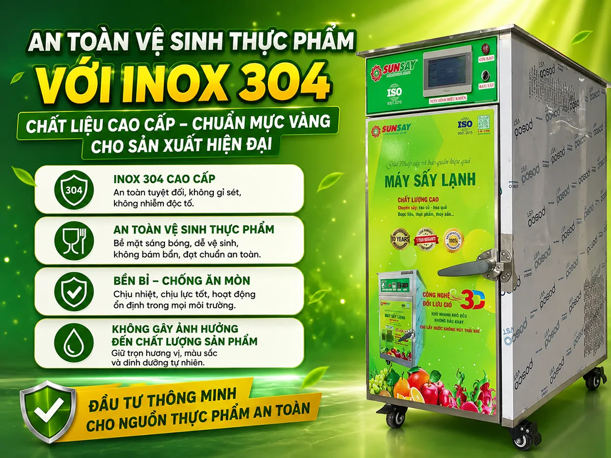 An toàn vệ sinh thực phẩm với inox 304