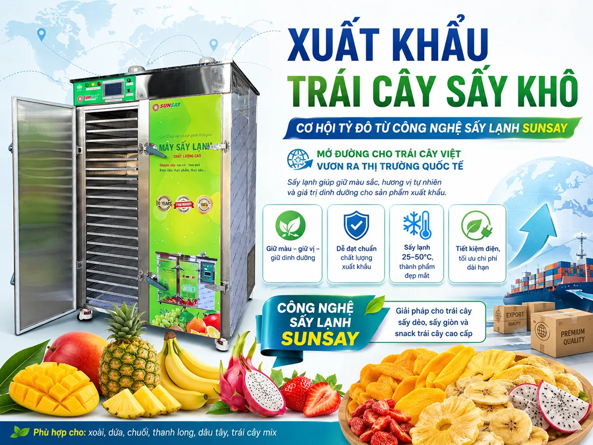 Trái cây được máy sấy lạnh giúp sản phẩm đẹp mắt hơn