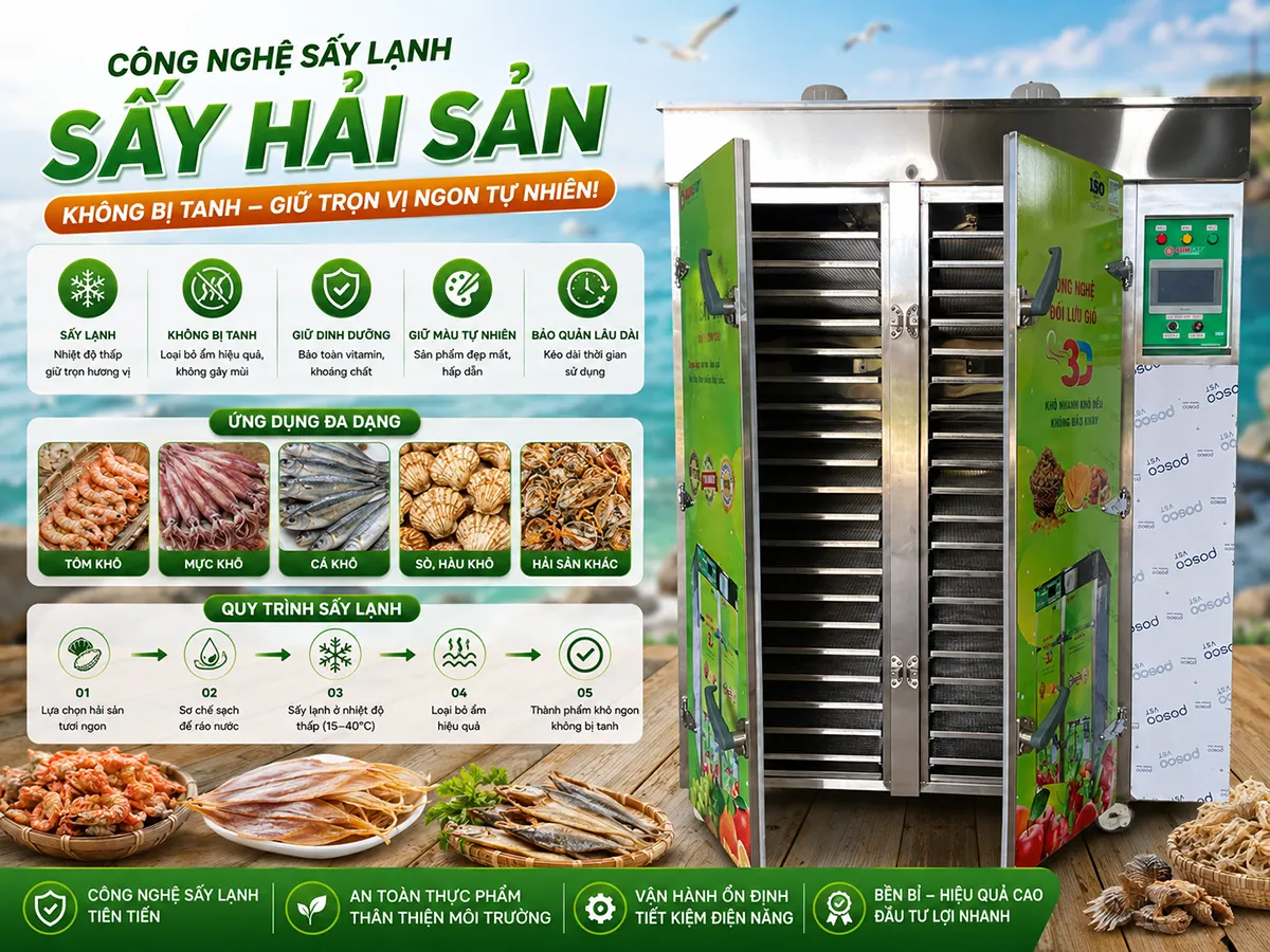 Sấy hải sản không bị tanh: Bí quyết giữ trọn hương vị biển tự nhiên